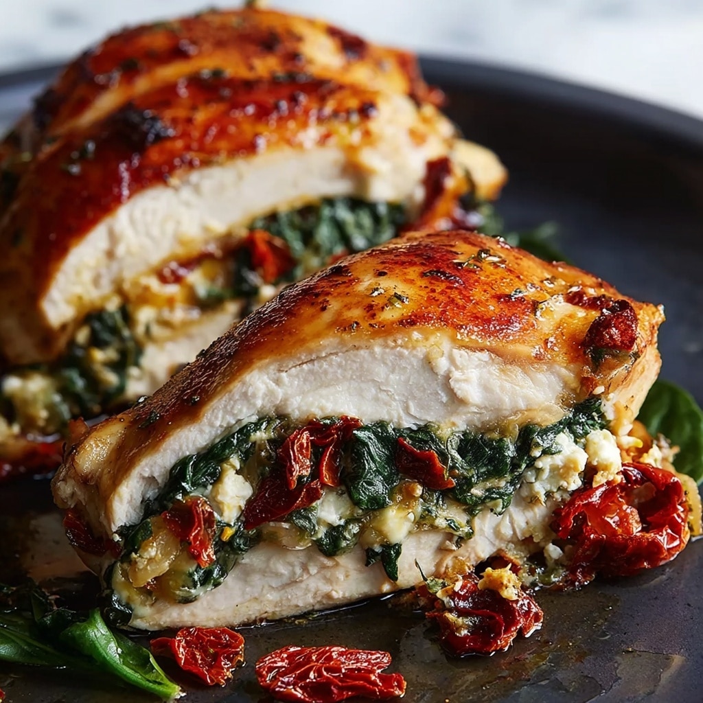 Sundried Tomato, Spinach, and Cheese Stuffed Chicken Recipe - Recipe Image