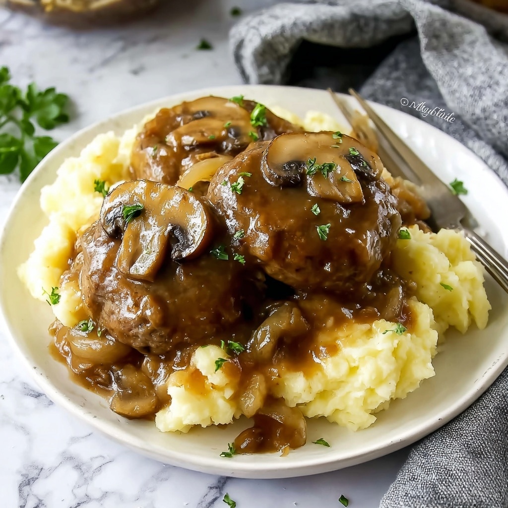 Bobby Flay Salisbury Steak with Mushroom Gravy Recipe - Recipe Image