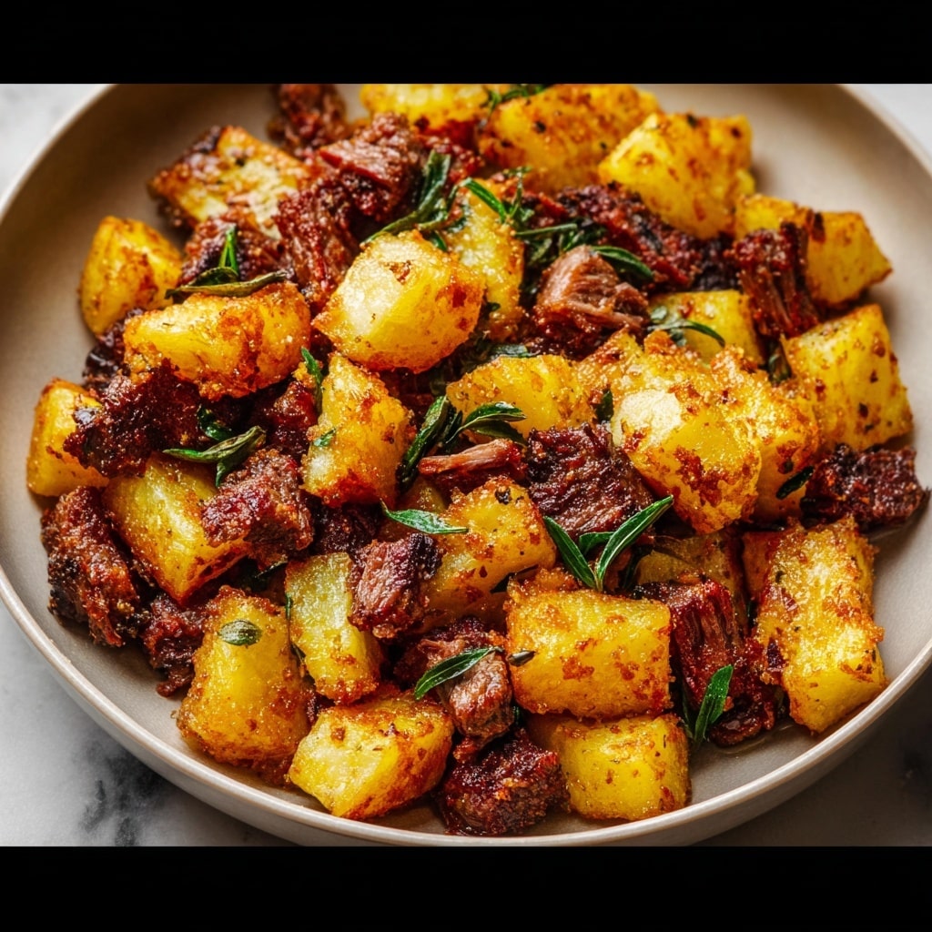 Classic Corned Beef Hash with Crispy Potatoes and Eggs Recipe - Recipe Image