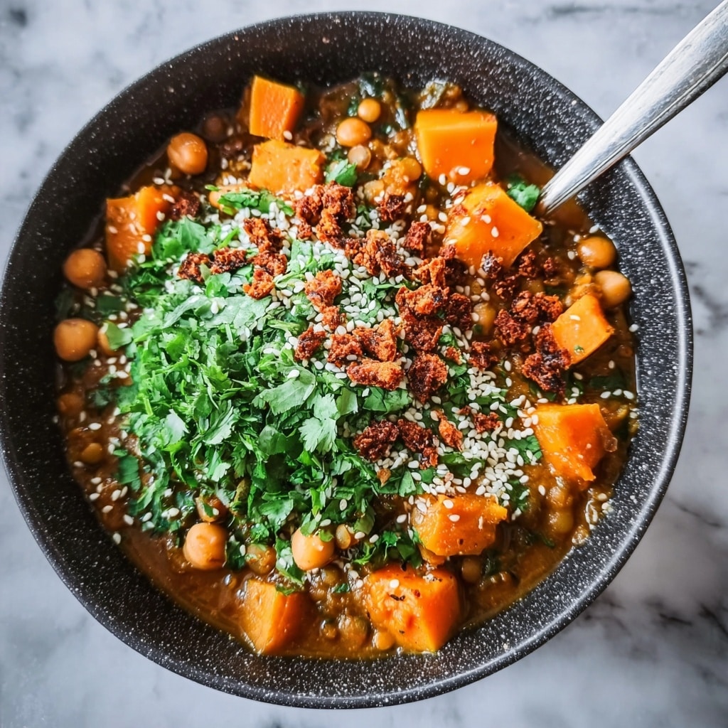 Sweet Potato Lentil Curry with Crispy Sesame Chickpeas Recipe - Recipe Image
