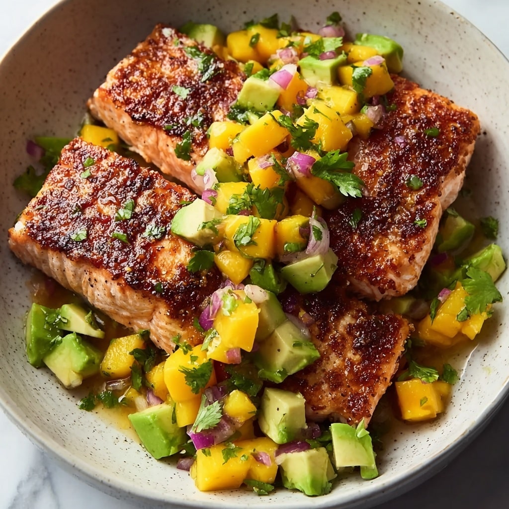 BBQ Salmon with Mango Avocado Salsa Recipe - Recipe Image