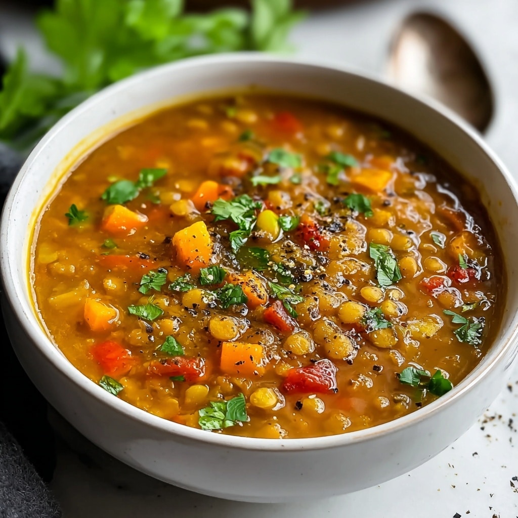 Hearty Lentil Soup with Ground Beef Recipe - Recipe Image