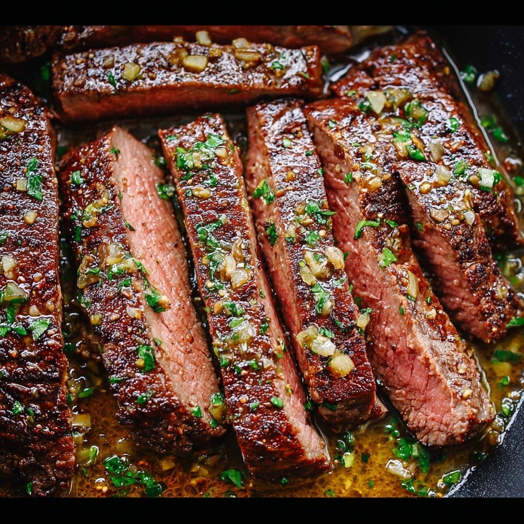 Garlic Butter Skillet Flank Steak Oven Recipe - Recipe Image