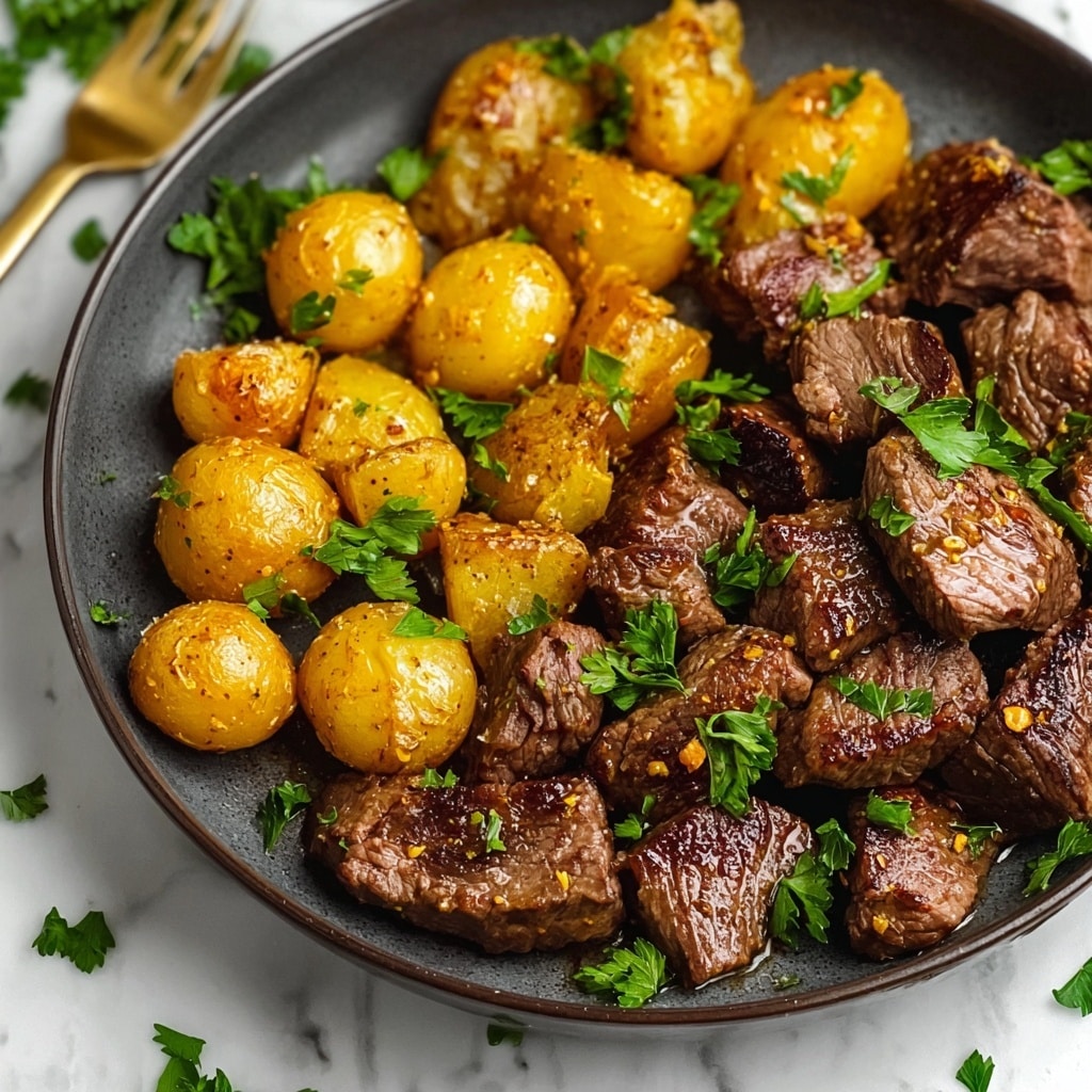 Garlic Butter Steak Bites and Potatoes Recipe - Recipe Image