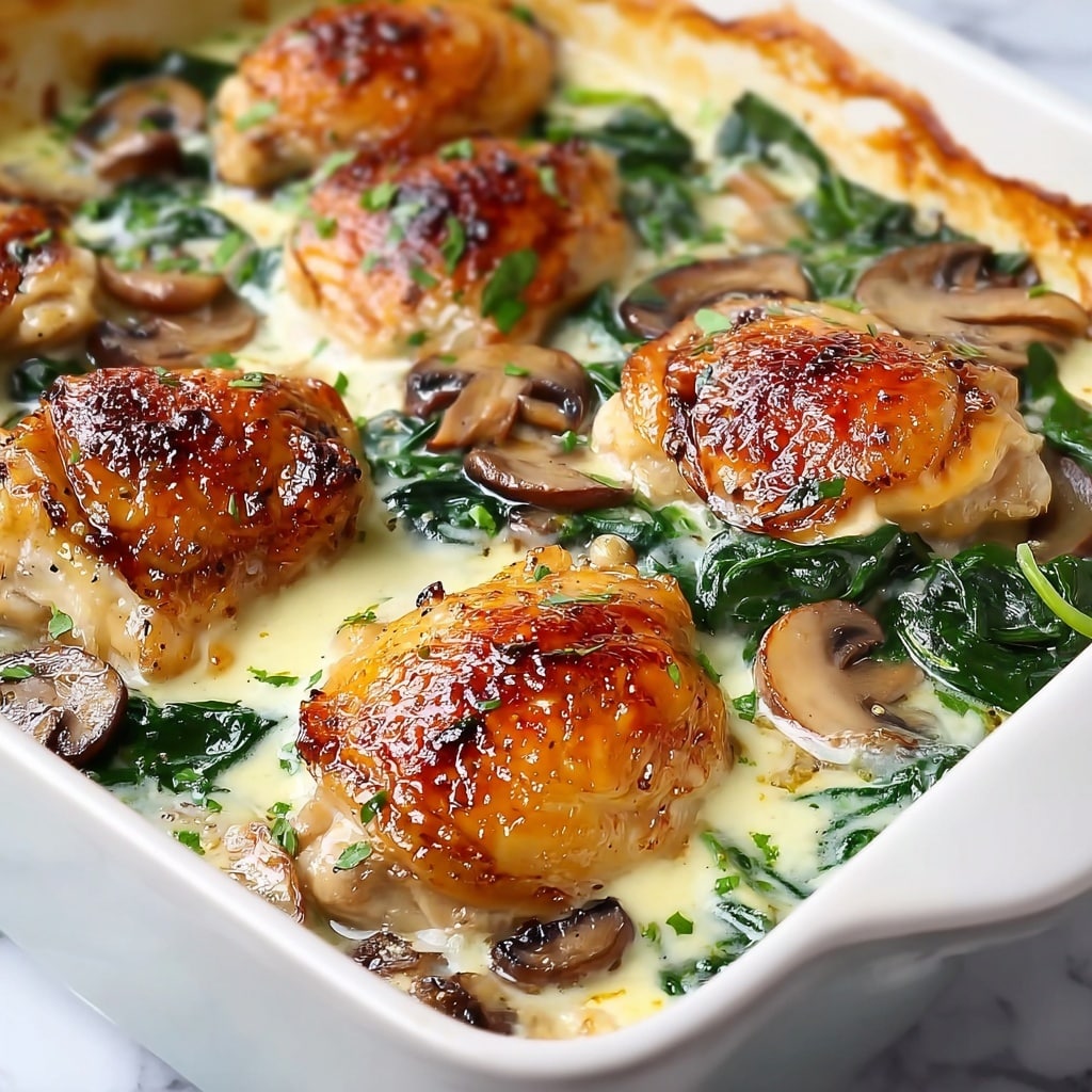 Chicken, Spinach, and Mushroom Low-Carb Oven Bake Recipe - Recipe Image
