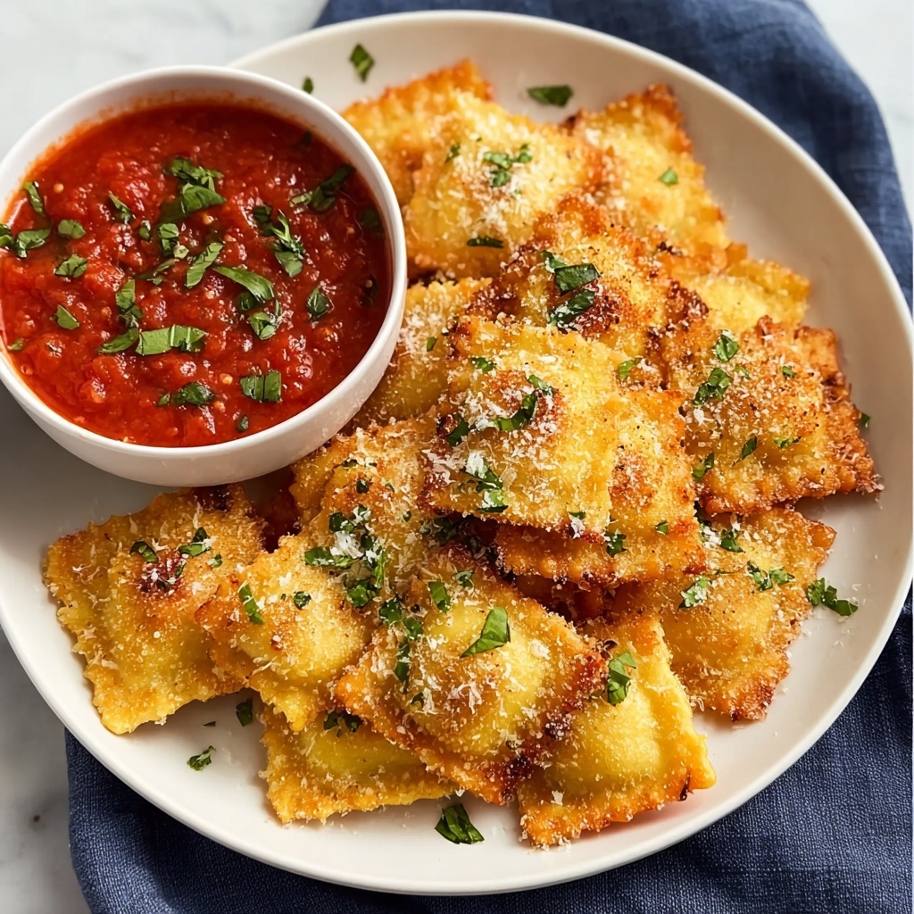 Crispy Air Fryer Ravioli with Parmesan and Marinara Recipe - Recipe Image