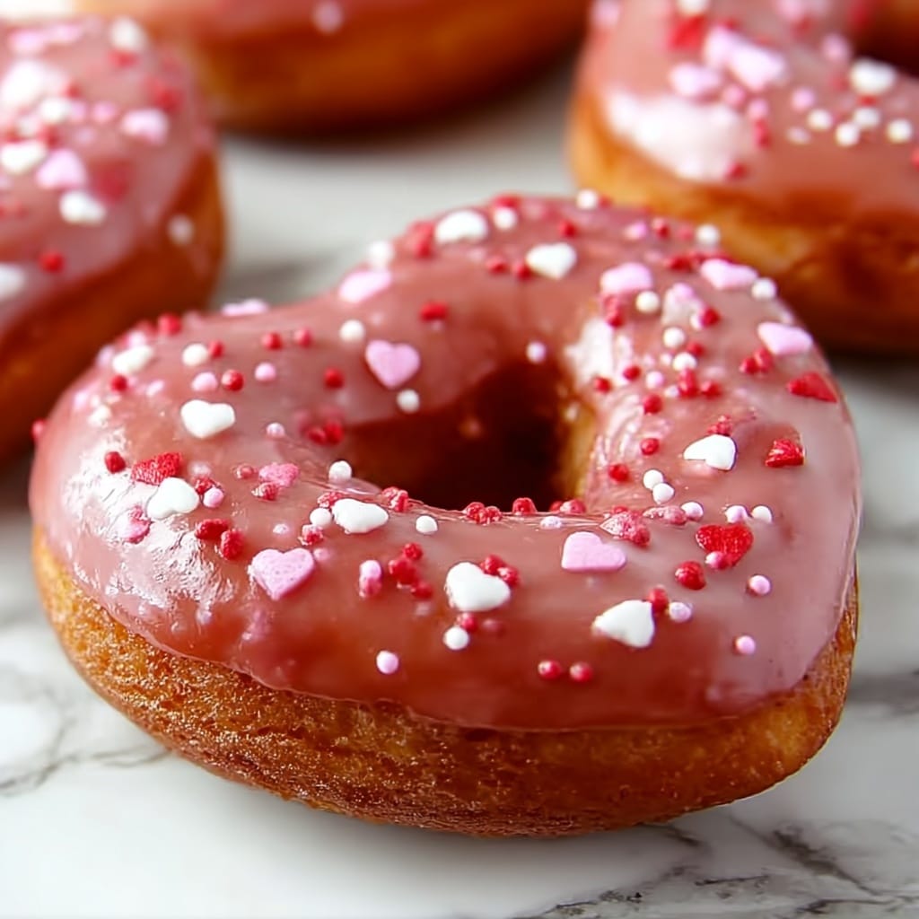 Valentine’s Day Heart-Shaped Glazed Donuts Recipe - Recipe Image