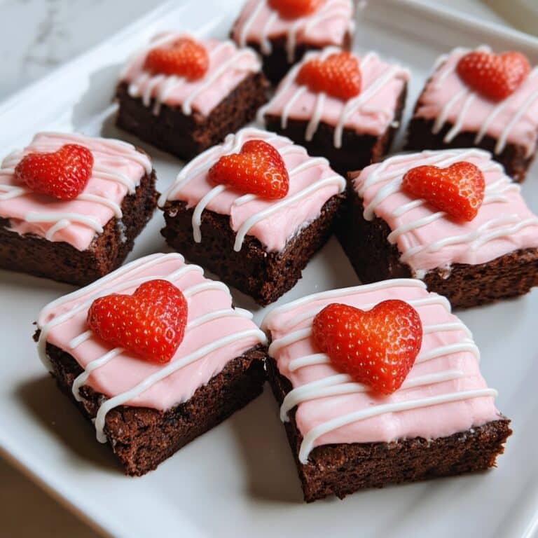 Strawberry Frosted Heart-Shaped Brownies Recipe