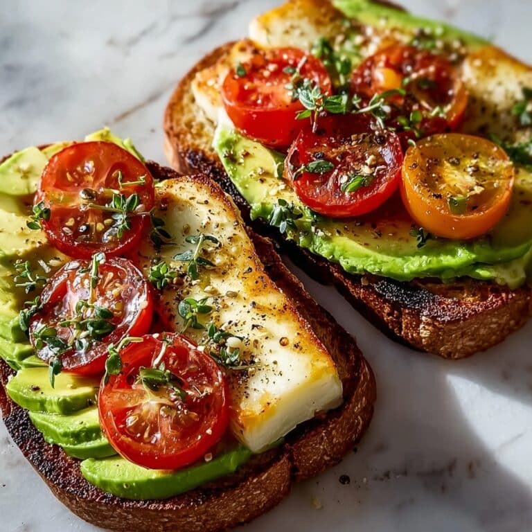Hot Honey Avocado & Halloumi Toast on Sourdough Recipe