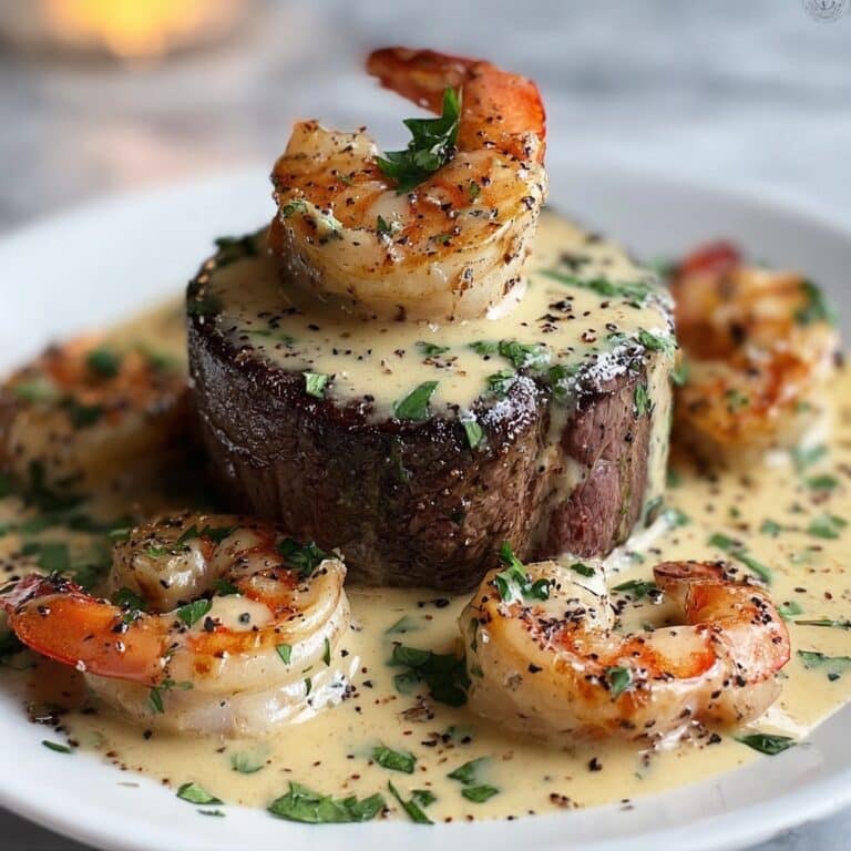 Filet Mignon with Shrimp and Lobster Cream Sauce Recipe