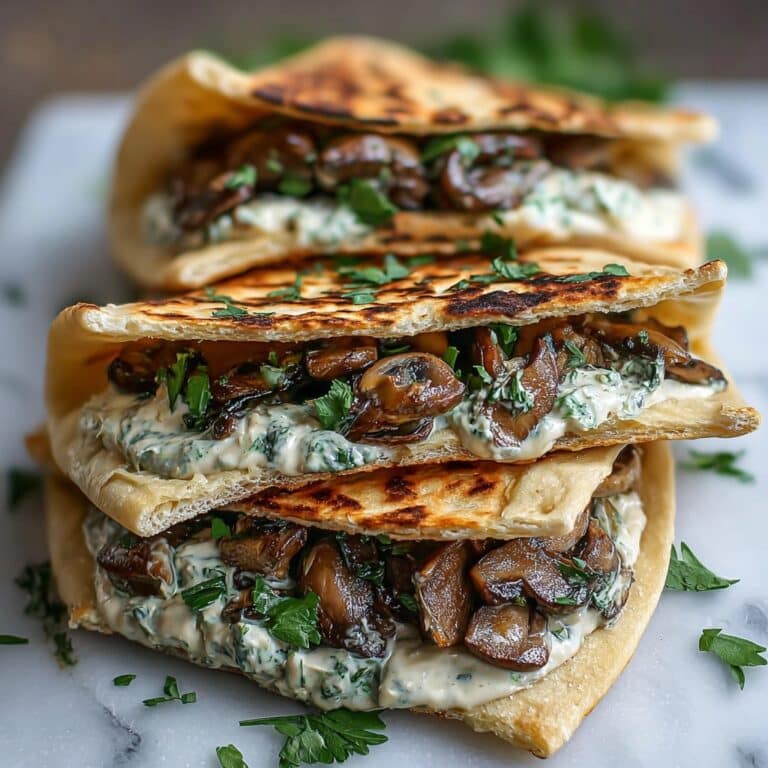 Cheesy Beef and Mushroom Pita Pockets with Tzatziki Sauce Recipe