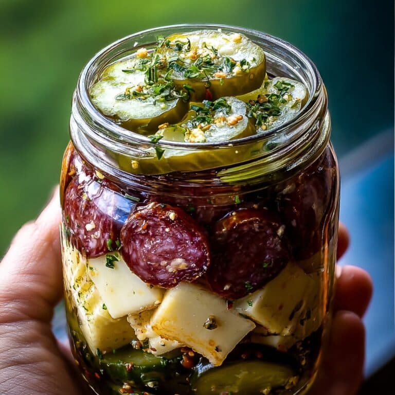 Easy Marinated Cheese Appetizer with Salami & Pickles Recipe
