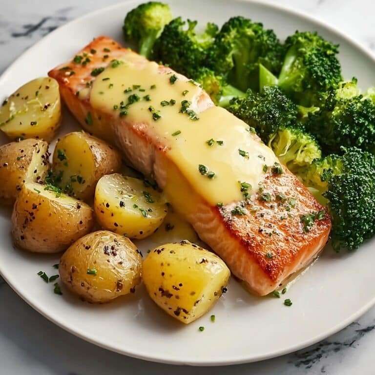 Lemon Butter Salmon with Crispy Potatoes and Roasted Broccoli Recipe