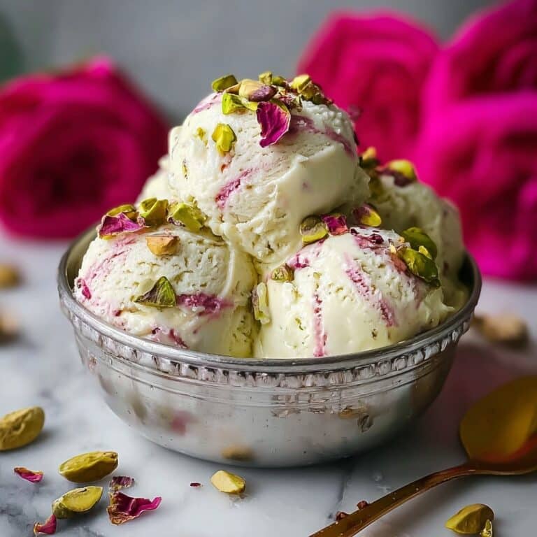 Rose Pistachio Cheesecake Ice Cream Recipe