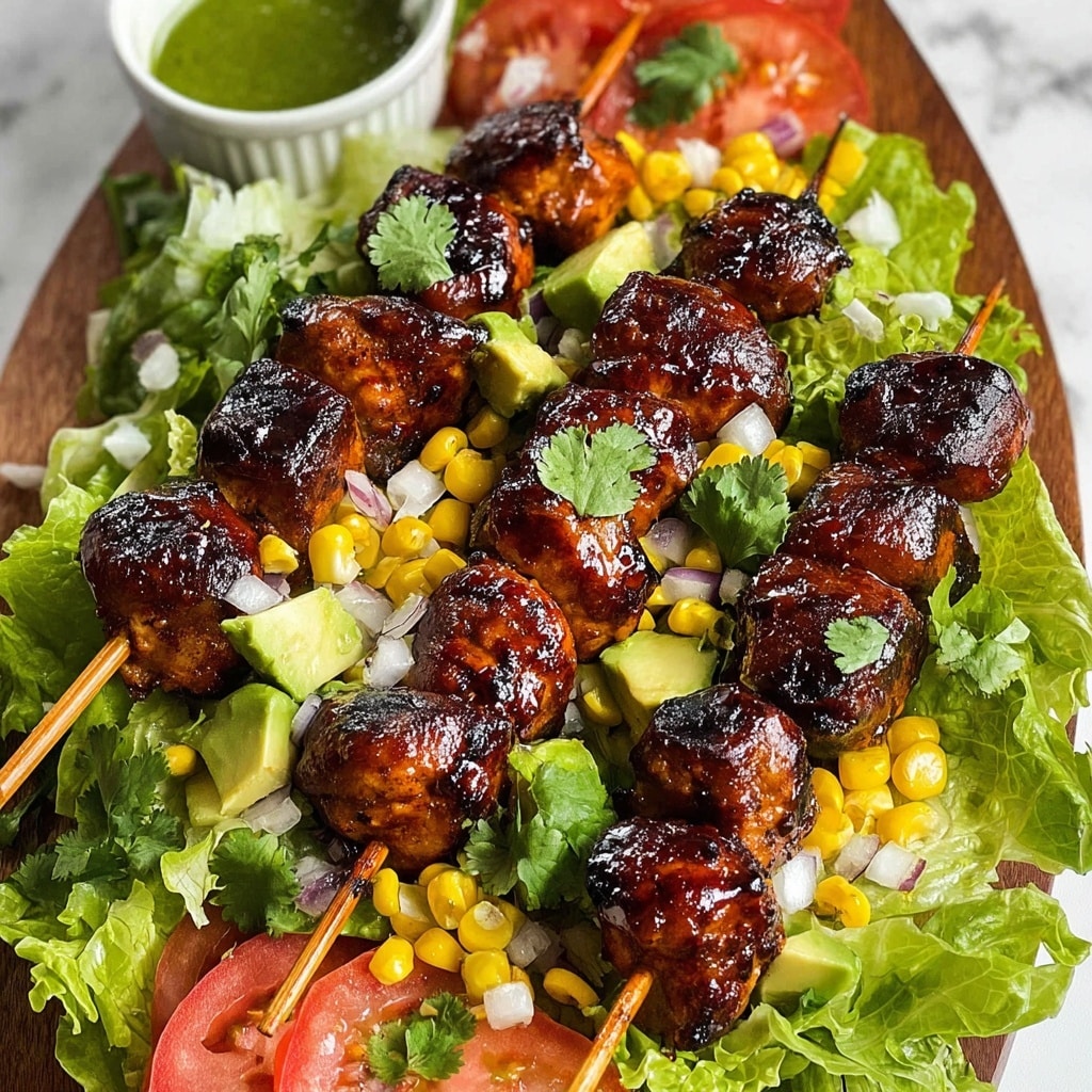 BBQ Chicken Skewer Salad with Herby Ranch Dressing Recipe