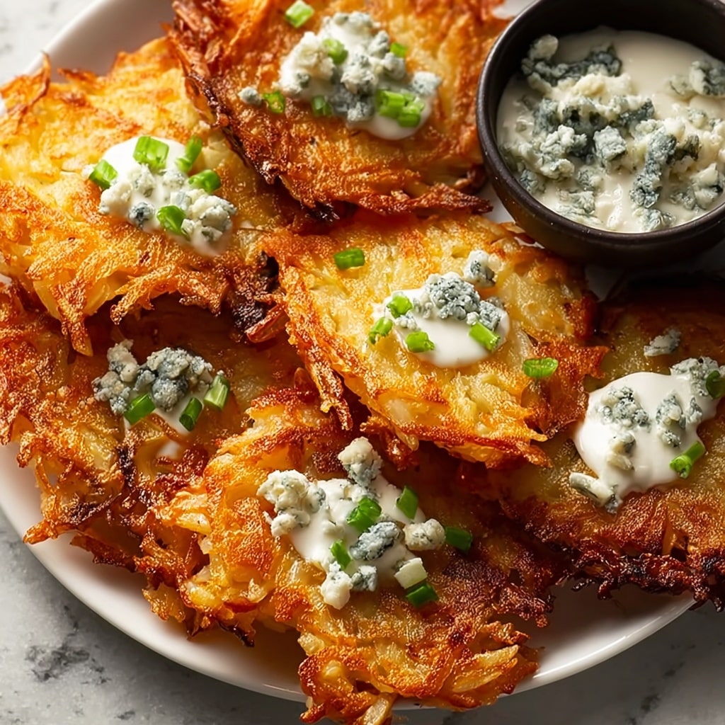 Buffalo Latkes with Blue Cheese Dip Recipe
