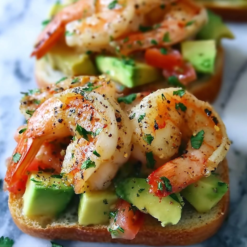 Shrimp and Avocado Garlic Bread Recipe