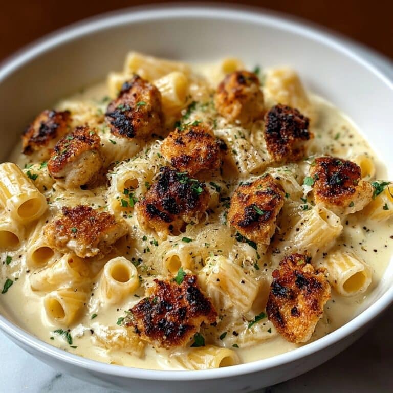 Cheesy Garlic Butter Chicken Bites with Creamy Parmesan Pasta Recipe