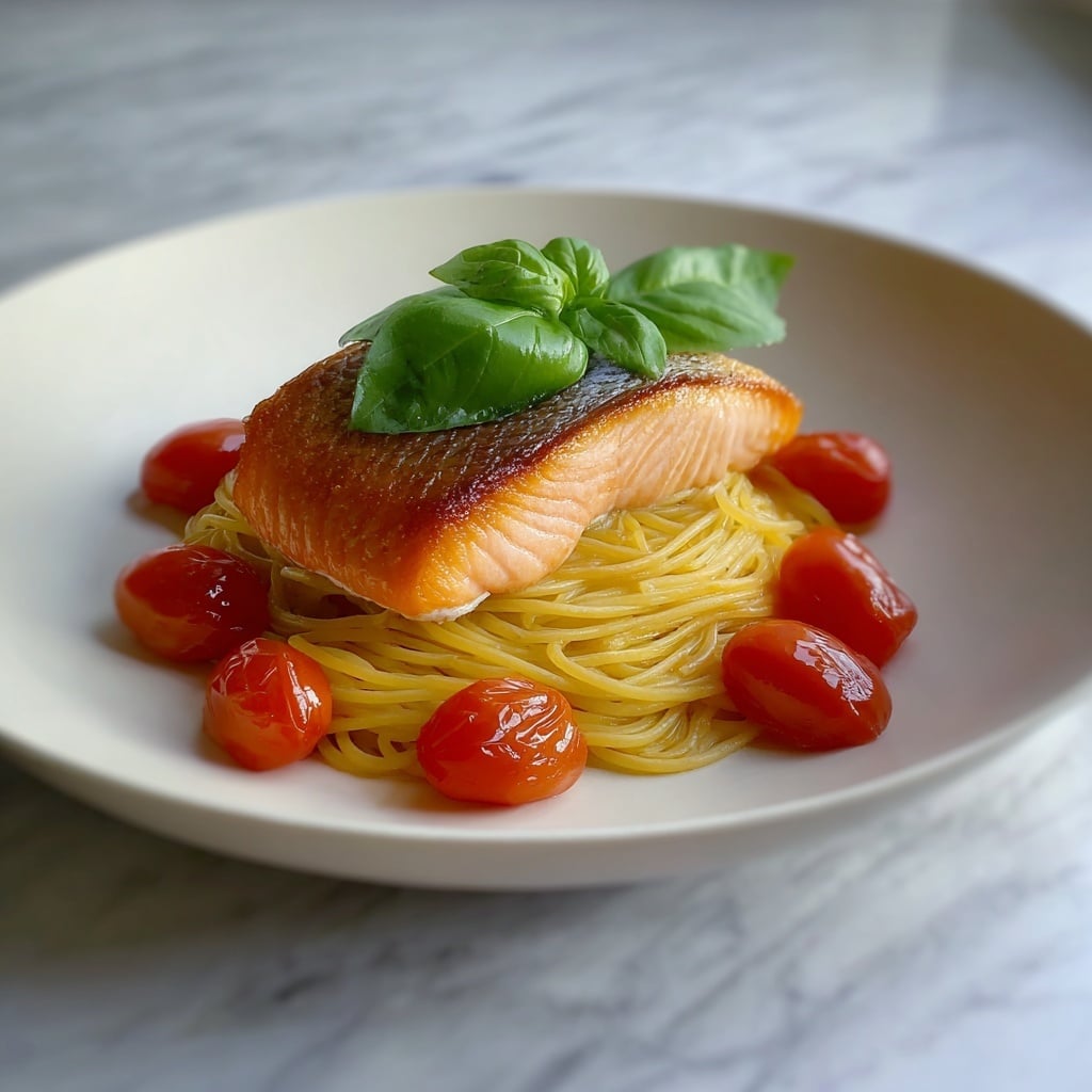 Salmon Pasta with Cherry Tomatoes and Fresh Basil Recipe
