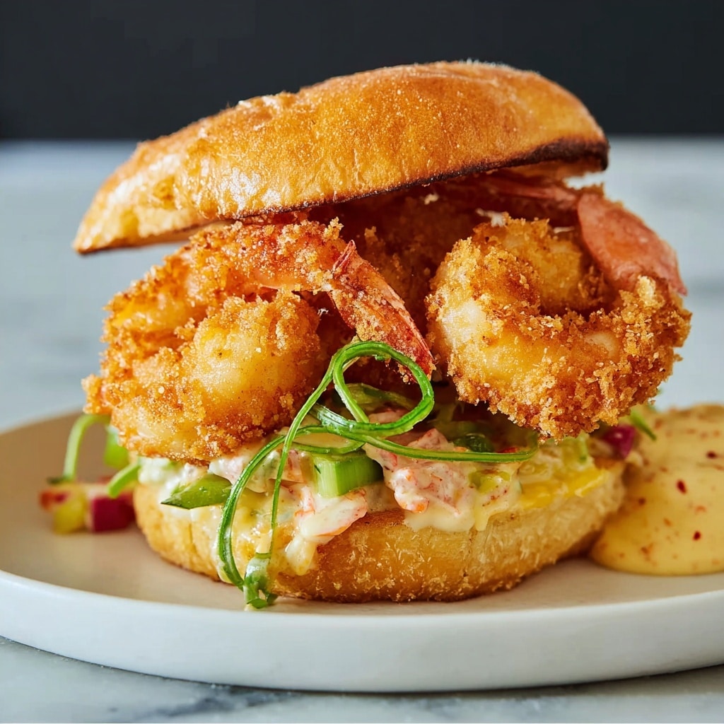 Crispy Golden Shrimp Burgers with Egg Salad and Wasabi Mayonnaise Recipe