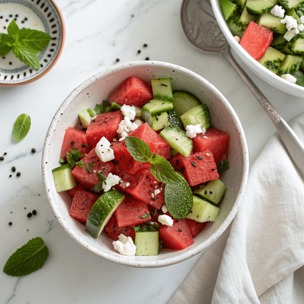Watermelon Feta Cucumber Salad Recipe - Recipe Image
