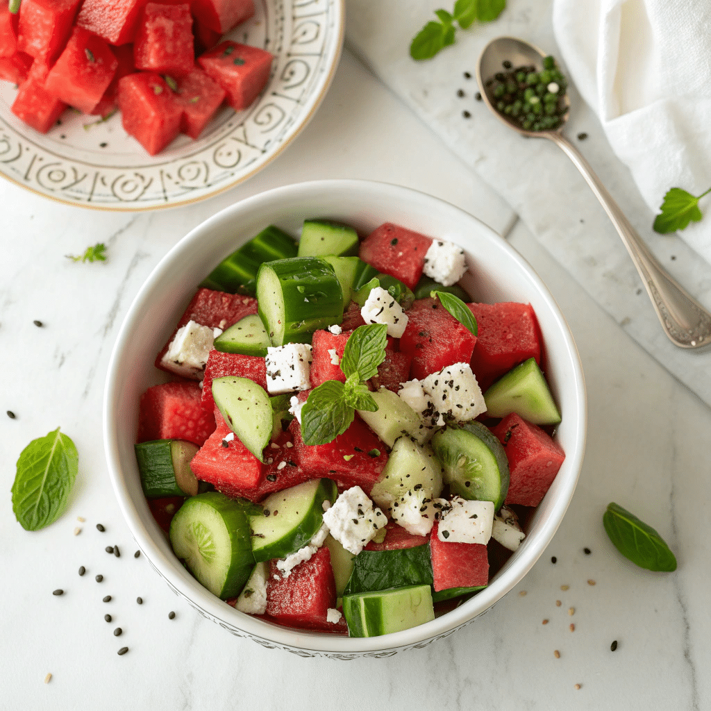 Watermelon Feta Cucumber Salad Recipe - Recipe Image