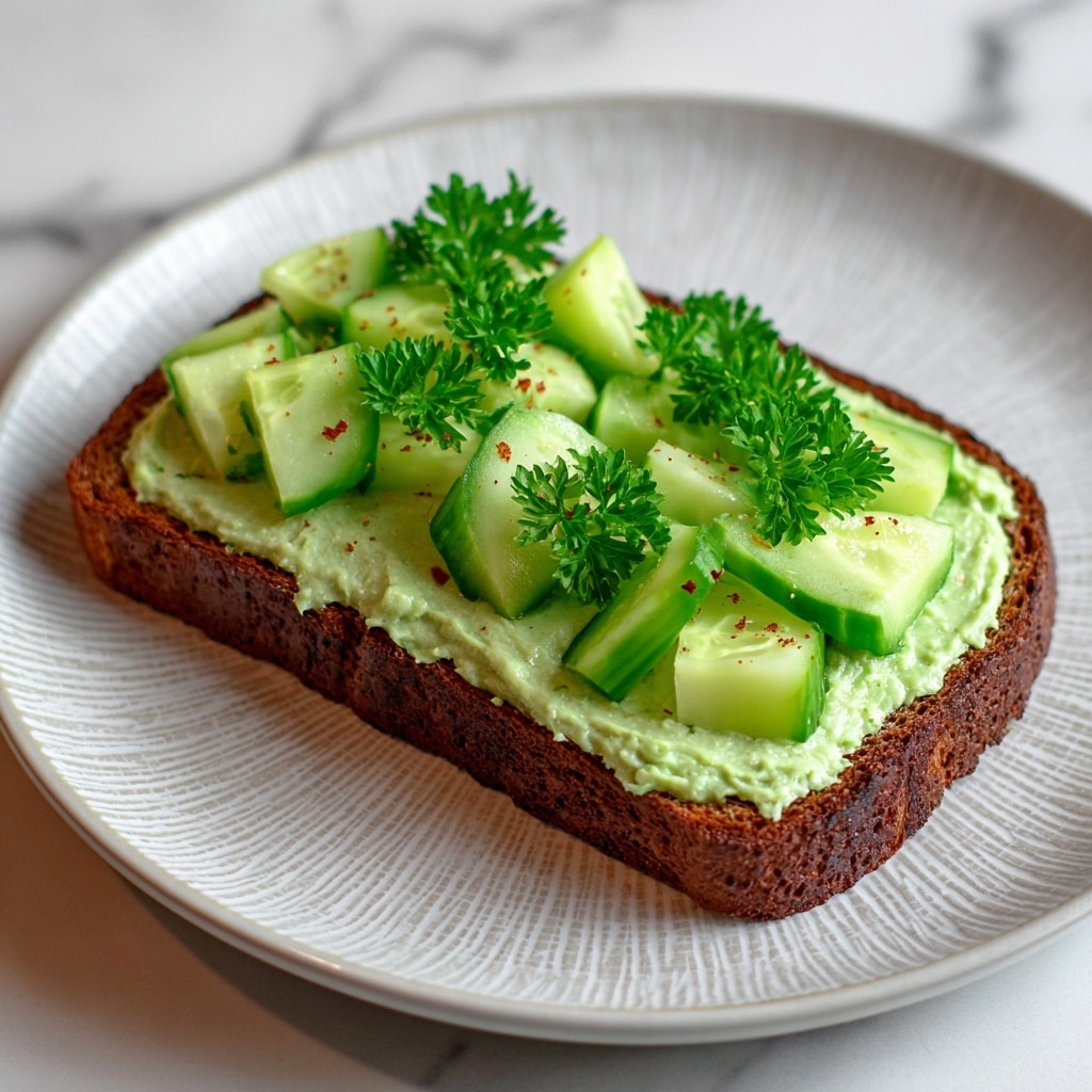 Smashed Cucumber Toast with Artichoke Edamame Spread Recipe - Recipe Image