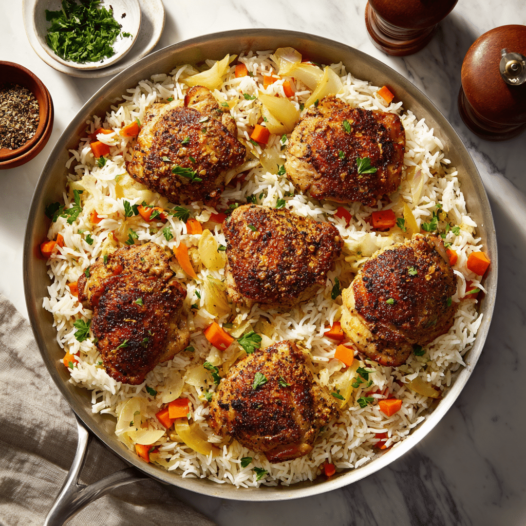 One Pan Chicken and Rice Bake Recipe - Recipe Image