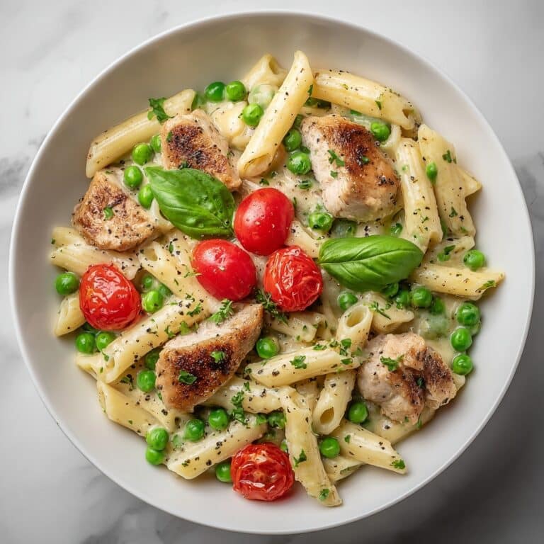Creamy Chicken and Pea Carbonara Pasta Recipe
