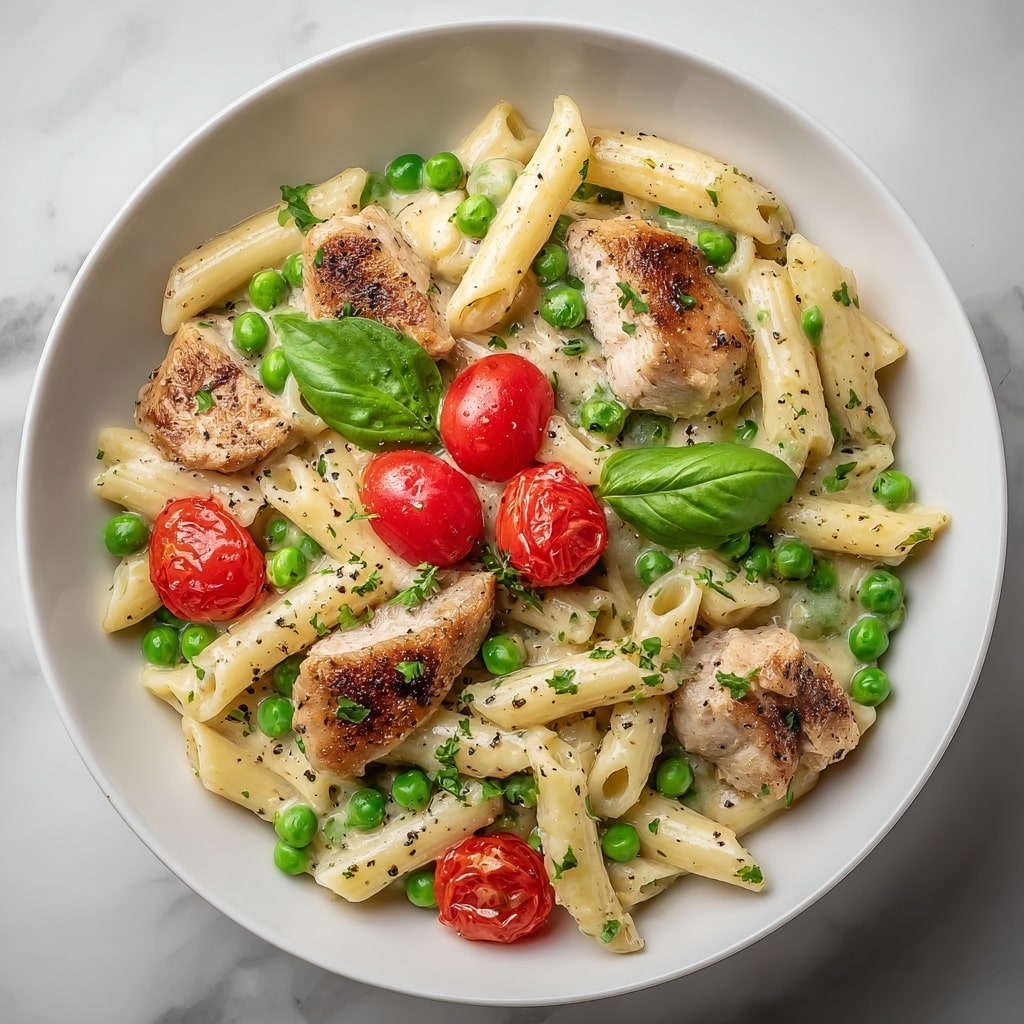 Creamy Chicken and Pea Carbonara Pasta Recipe