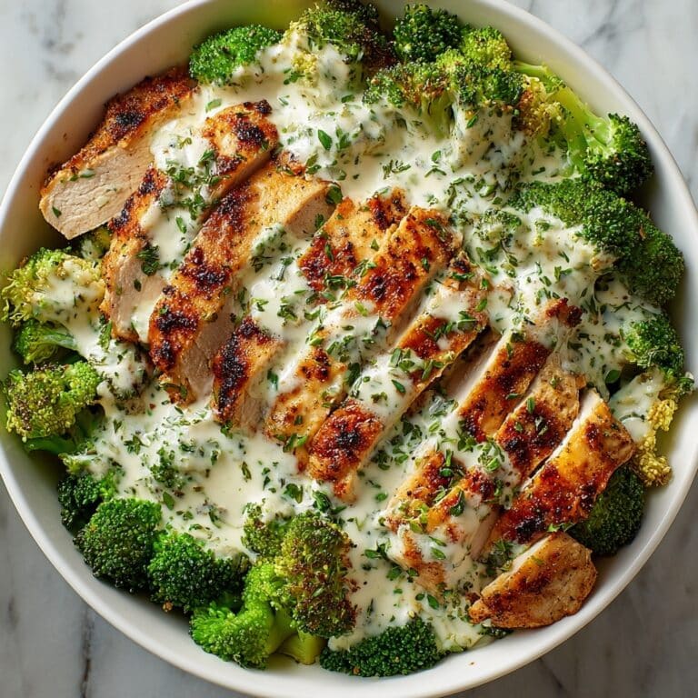 Grilled Chicken Broccoli Bowls with Creamy Garlic Sauce Recipe