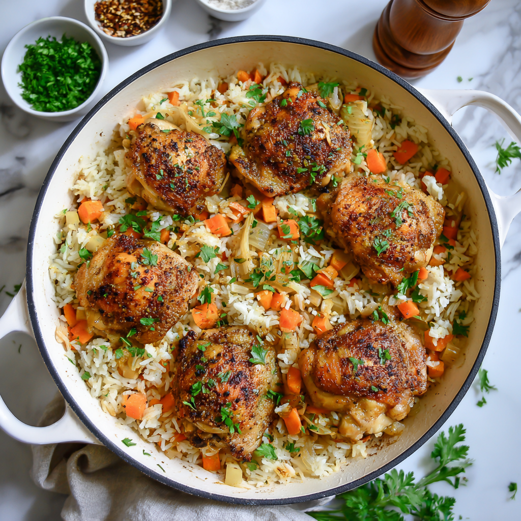 One Pan Chicken and Rice Bake Recipe - Recipe Image