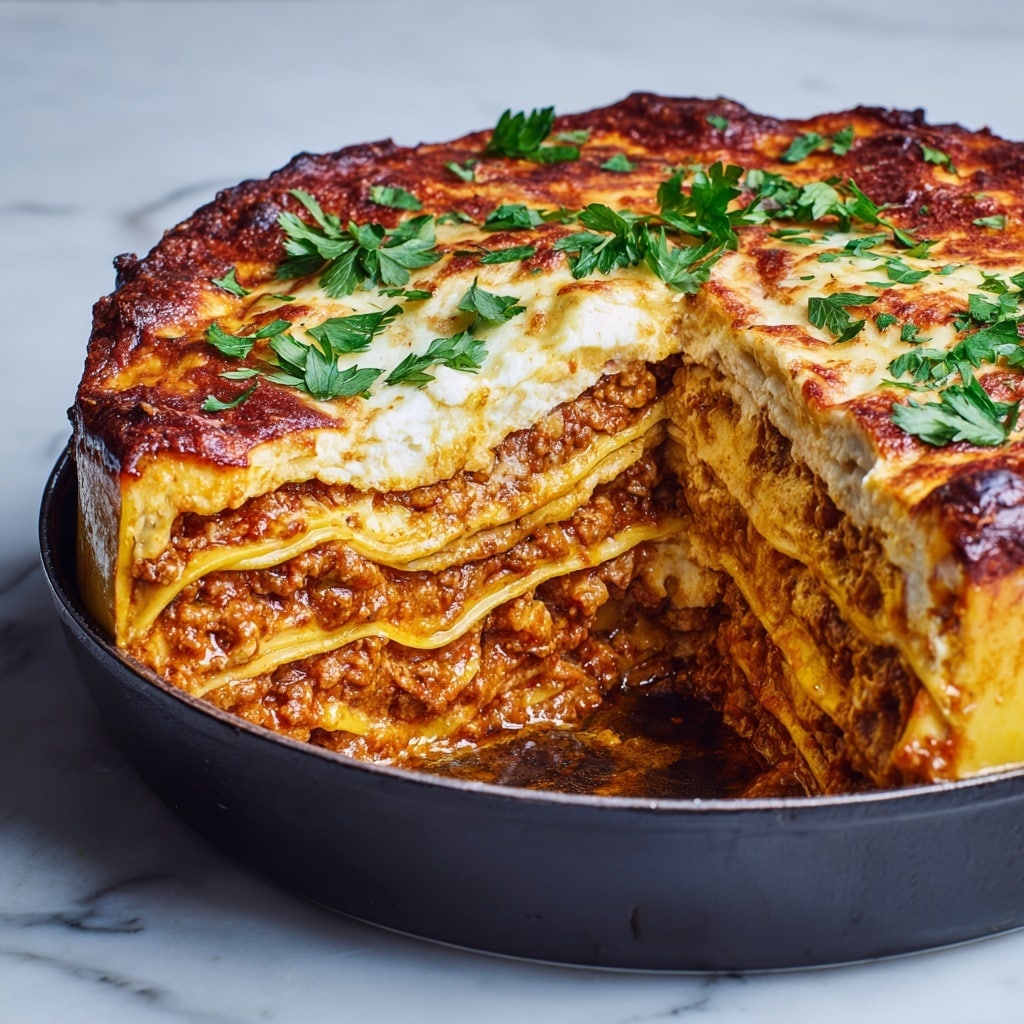 Homemade Classic Beef Lasagna with Ricotta and Mozzarella Recipe - Recipe Image
