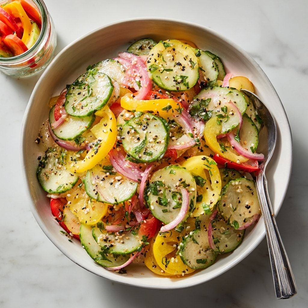 Pickled Cucumber, Onion, and Bell Pepper Salad Recipe - Recipe Image