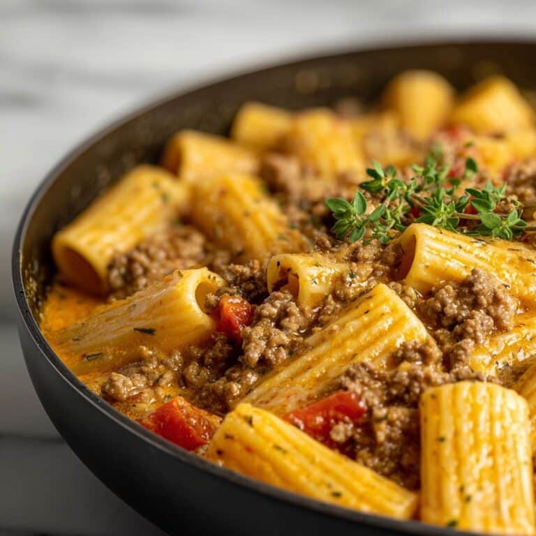 One Pot Creamy Tomato Beef Pasta Recipe