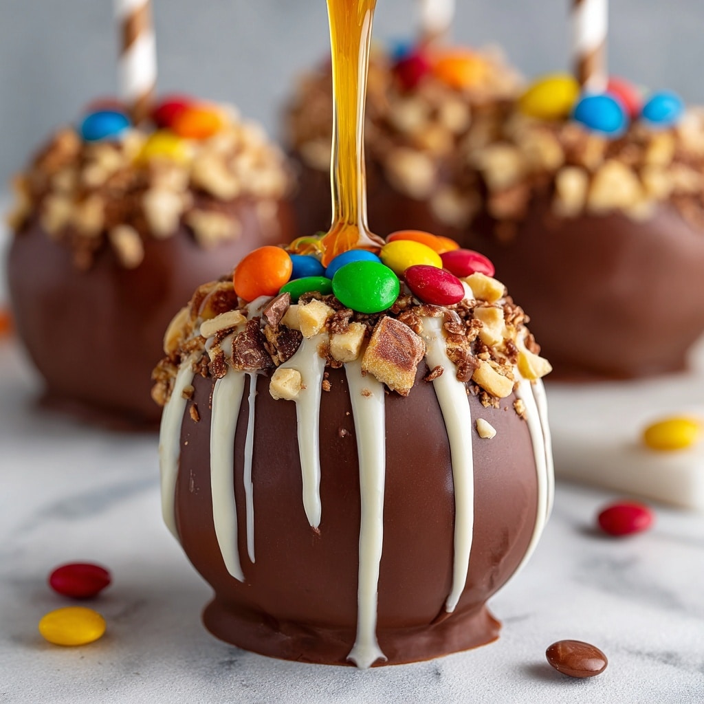 Gourmet Candy-Coated Caramel Apple Creations Recipe - Recipe Image