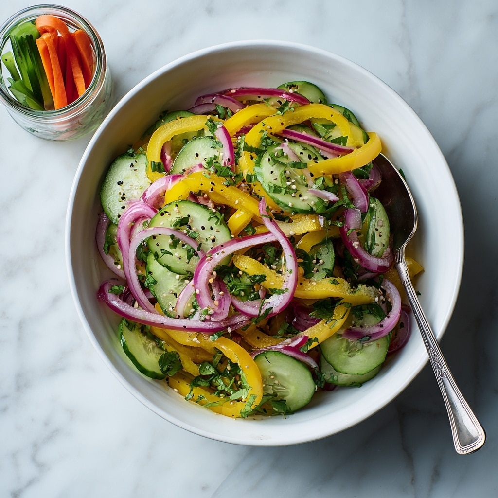 Pickled Cucumber, Onion, and Bell Pepper Salad Recipe - Recipe Image