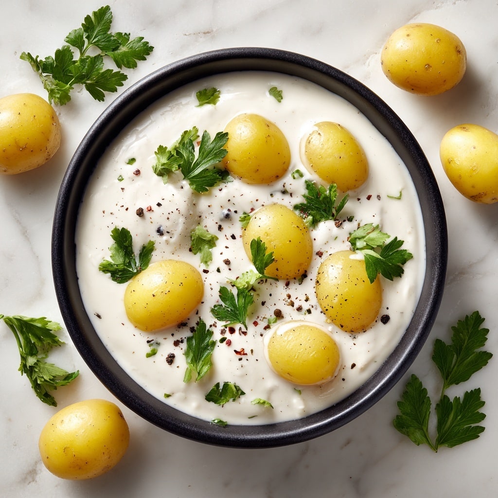 Creamy Garlic Sauce Baby Potatoes Recipe - Recipe Image