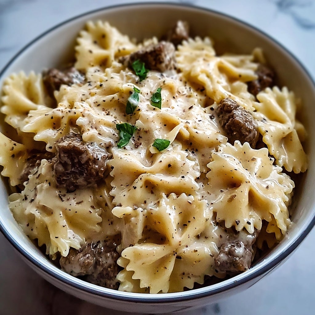 Creamy Beef and Bowtie Pasta Recipe - Recipe Image