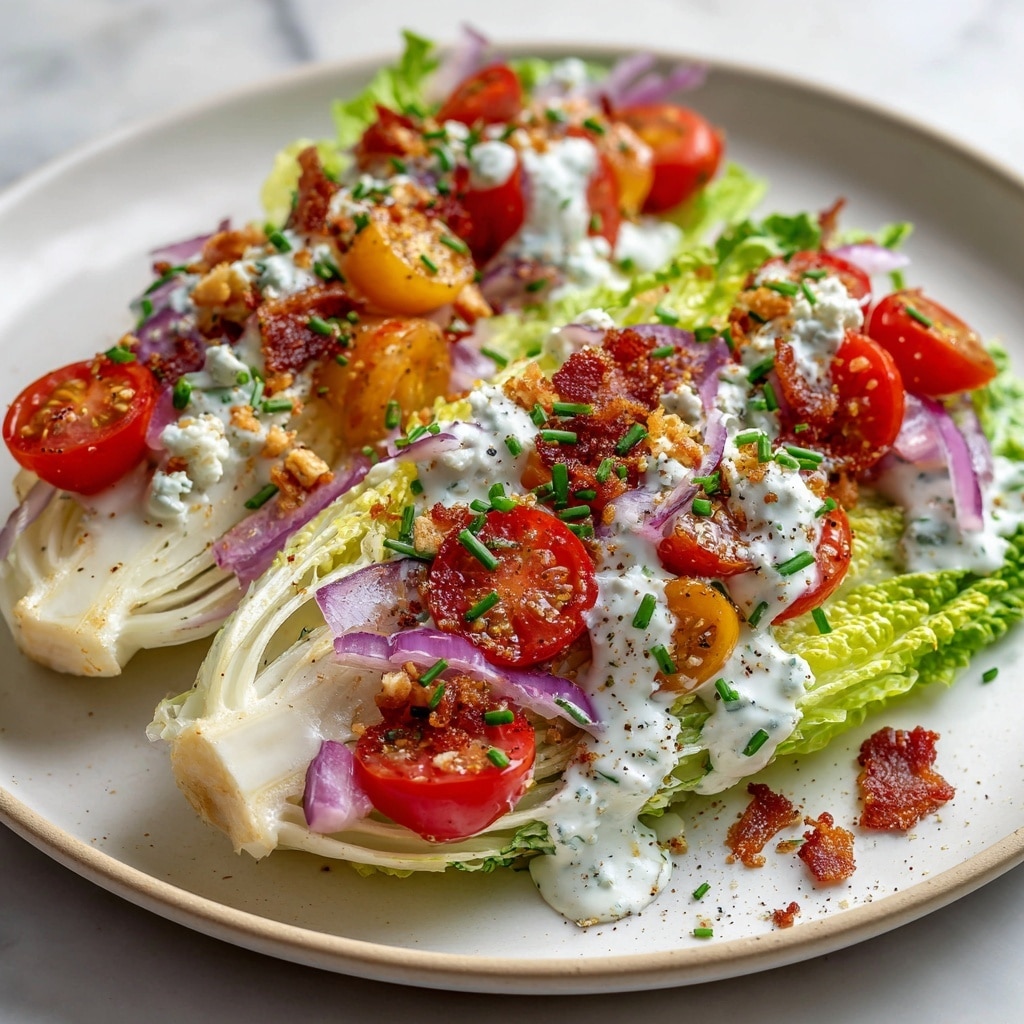 Loaded Wedge Salad with Bacon, Blue Cheese, and Cherry Tomatoes Recipe - Recipe Image