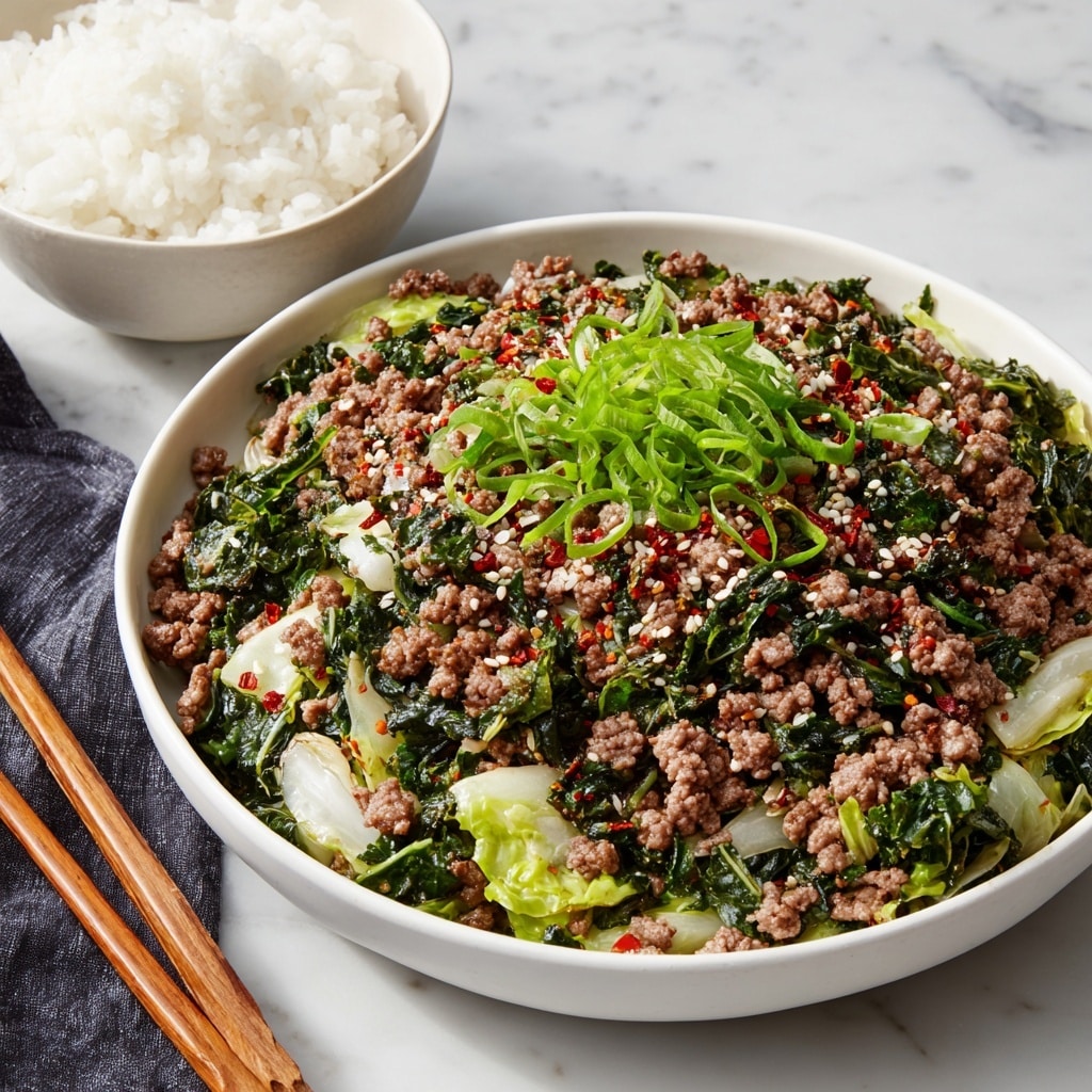 Ground Beef and Cabbage Stir Fry with Brown Rice Recipe - Recipe Image