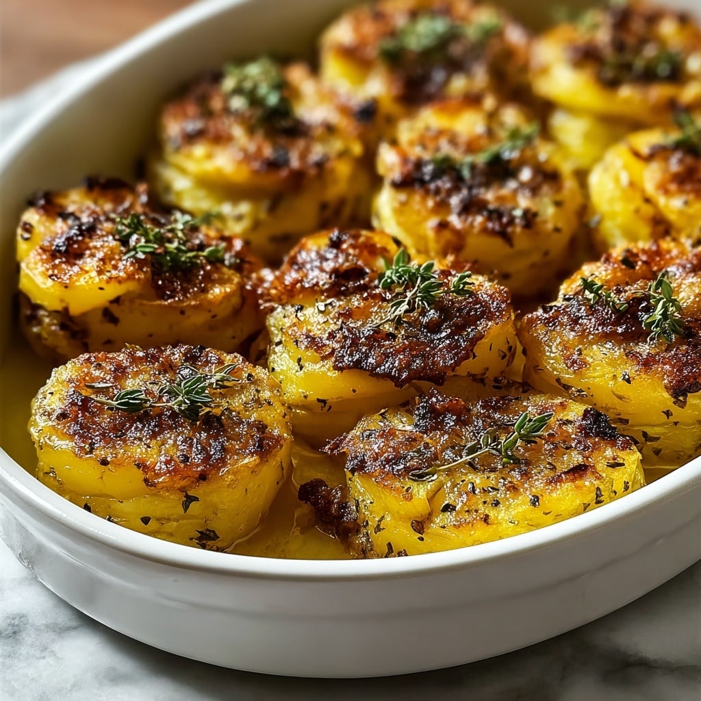 Crispy Roasted Smashed Potatoes with Garlic and Herbs Recipe - Recipe Image