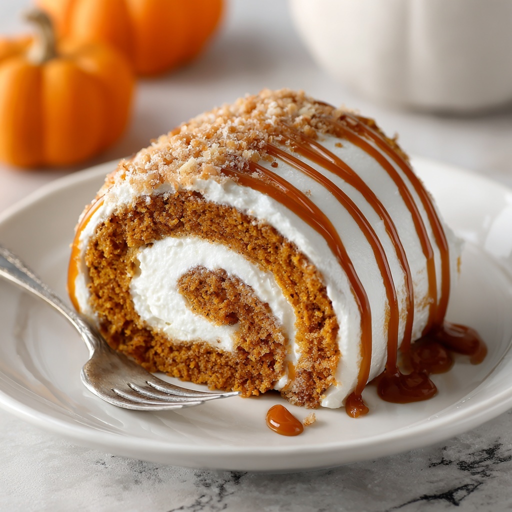 Decadent Pumpkin Cake Roll with Creamy Filling Recipe - Recipe Image