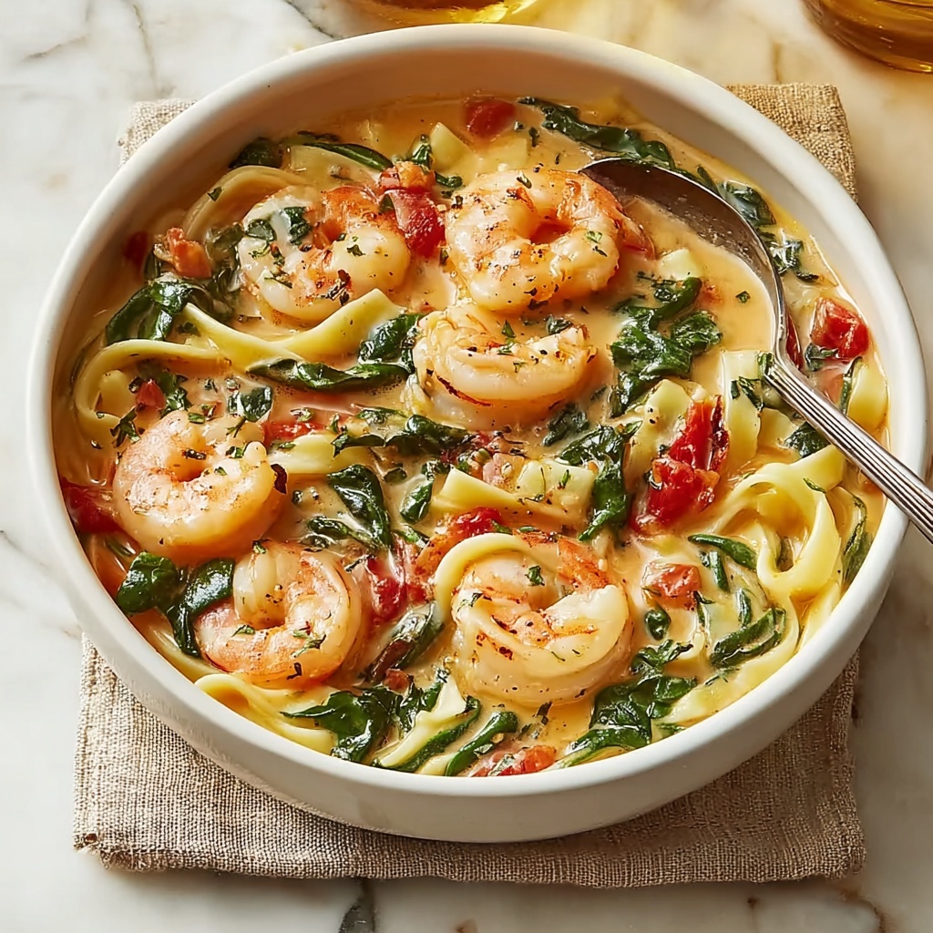 Best Creamy Shrimp Tuscan Fettuccine Recipe - Recipe Image