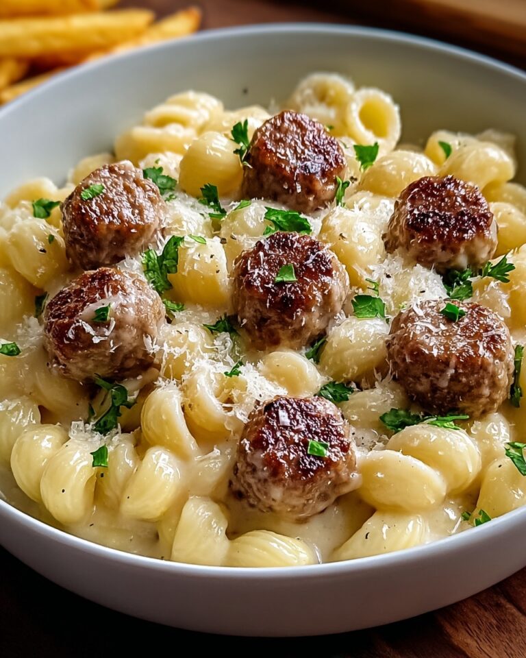 Garlic Butter Sausage Bites with Creamy Parmesan Pasta Recipe