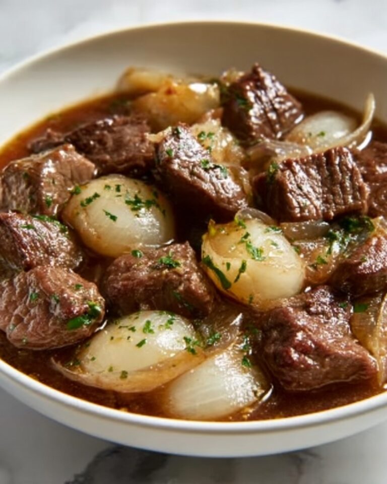 French Onion and Beef Skillet Dinner with Potatoes and Brussels Sprouts Recipe