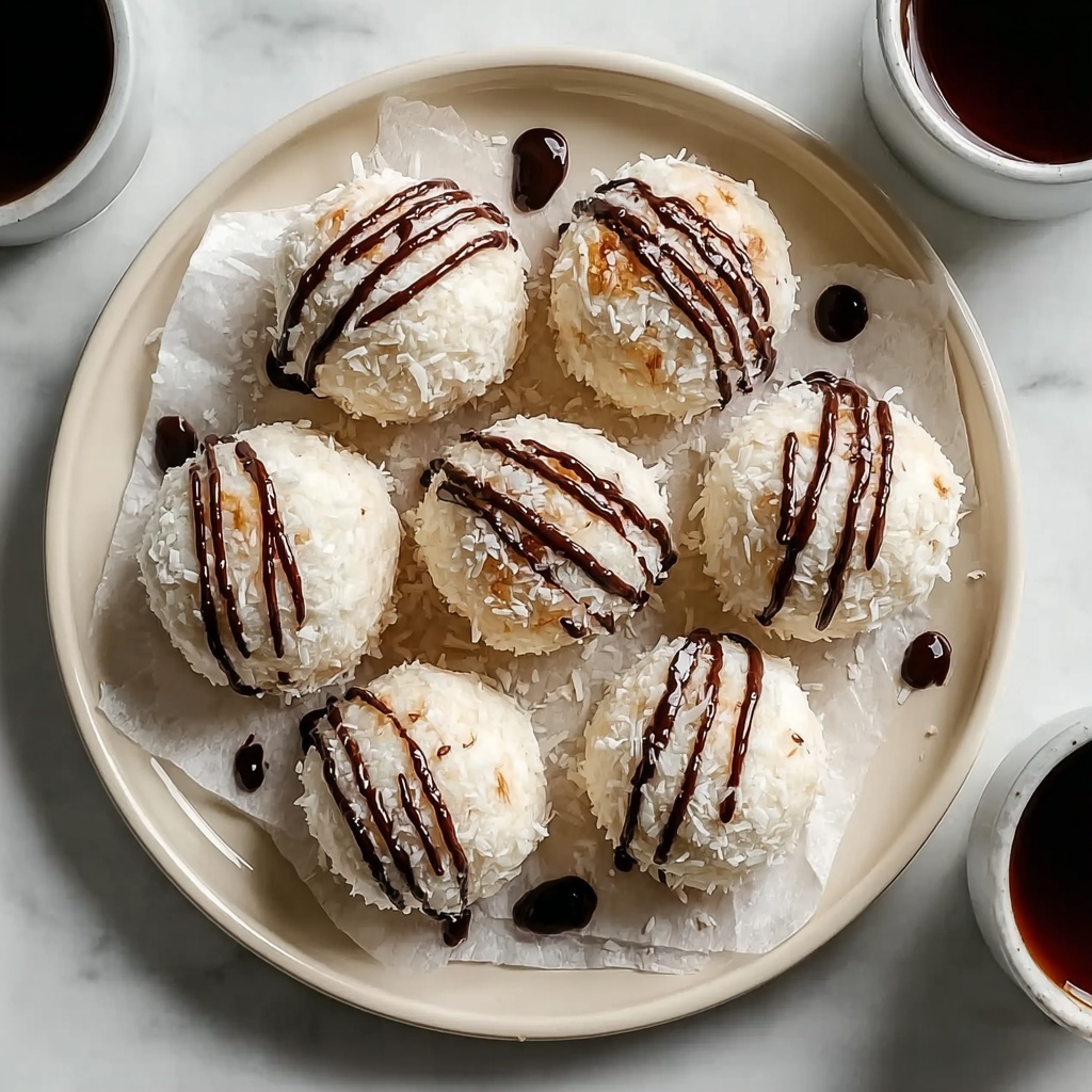 No Bake Coconut Cookie Balls with Chocolate Centers Recipe - Recipe Image