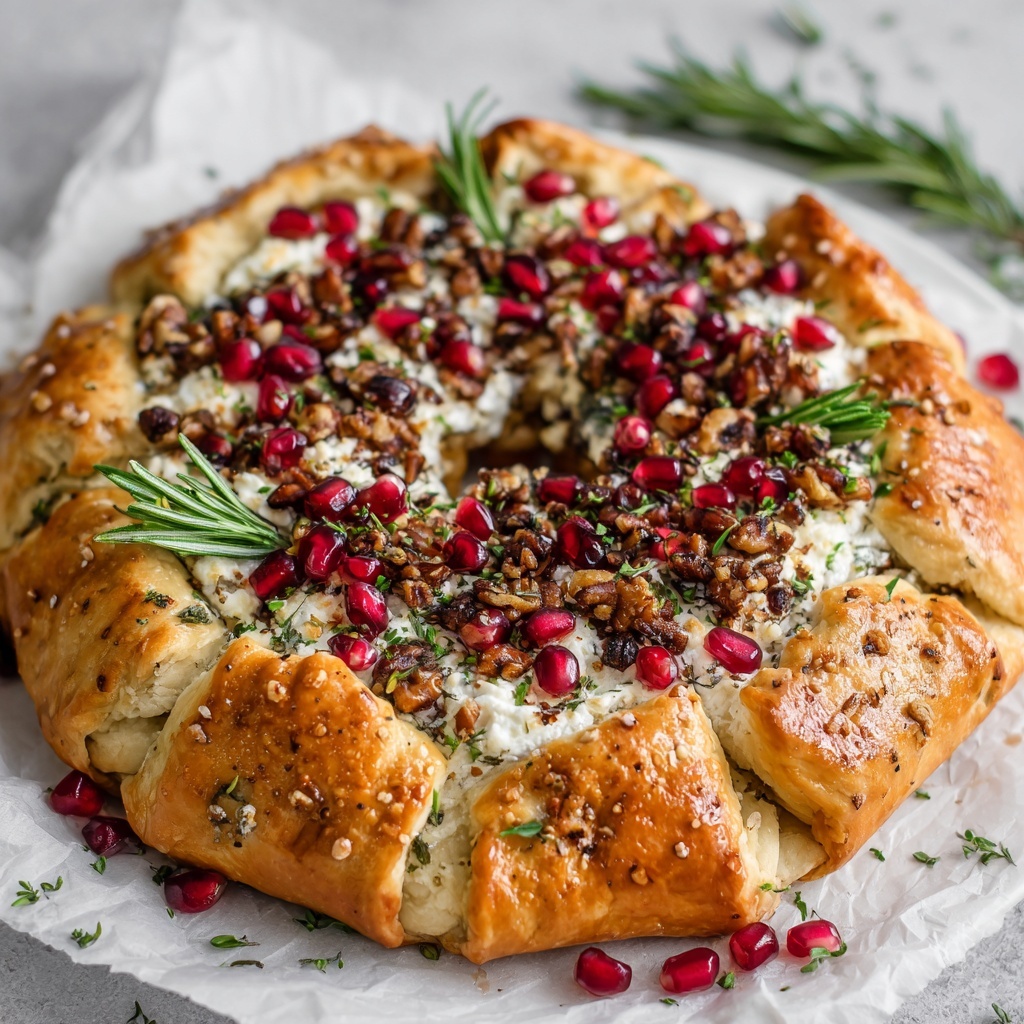 Pomegranate Pecan Baked Brie Wreath Recipe - Recipe Image