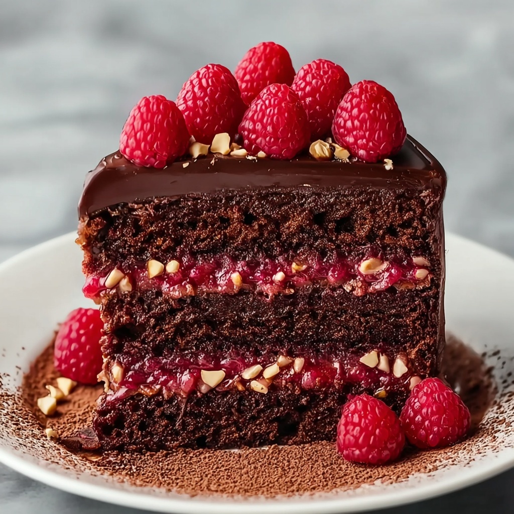 Extra Moist Chocolate, Raspberry & Roasted Hazelnut Cake with Whipped Ganache Recipe - Recipe Image