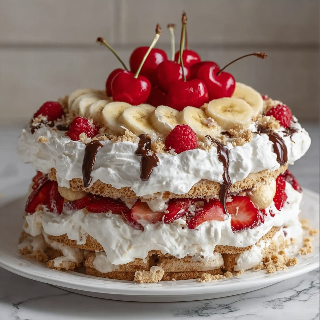 No-Bake Banana Split Cake Recipe - Recipe Image